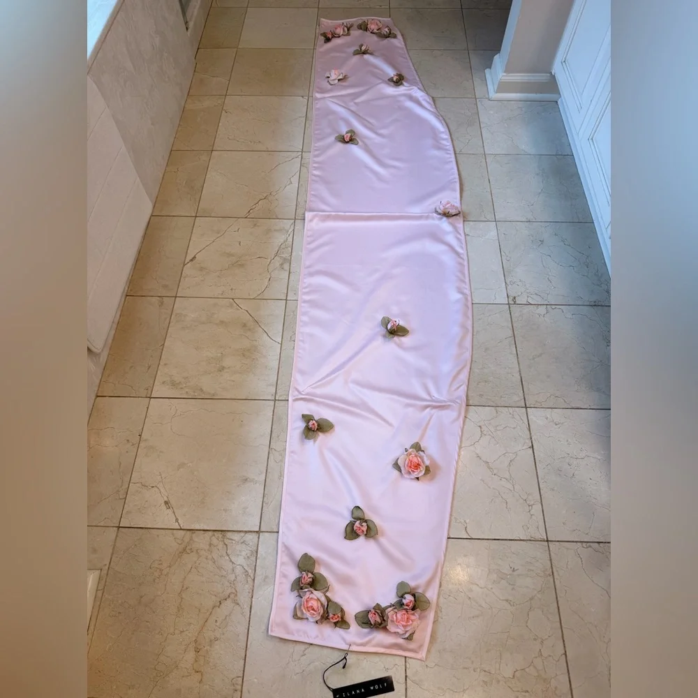 Ilana Wolf NWT Pink Satin Evening Wrap w/ Silk Flower Embellishment. Gorgeous! - Picture 8 of 16
